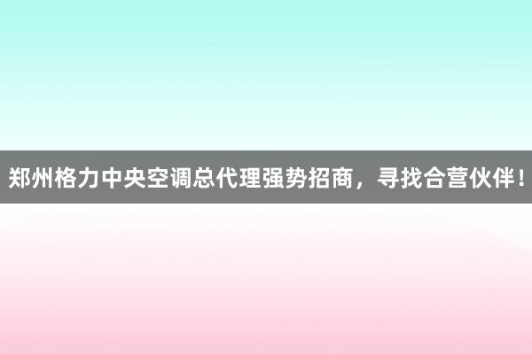 郑州格力中央空调总代理强势招商，寻找合营伙伴！